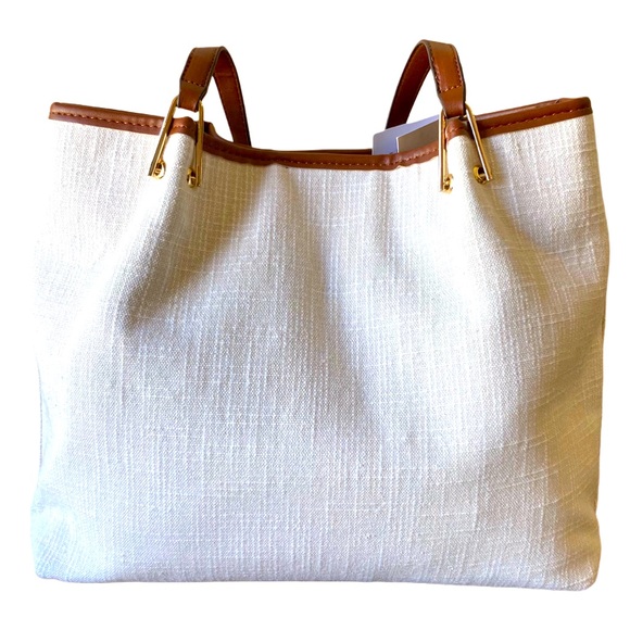 ADRIENNE VITTADINI LINEN TOTE W/ DETACHABLE POUCH - Picture 3 of 14